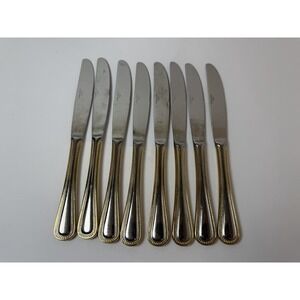 Wallace Stainless 18/10 Gold Royal Bead Dinner Knives 8 3/4"